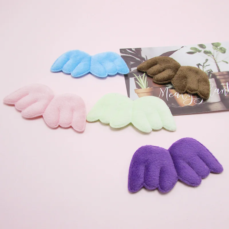 10PCS Double Plush Angel Wing Ball Padded Appliques For clothes DIY Baby hair Clip headwear Decor Ornament Accessories