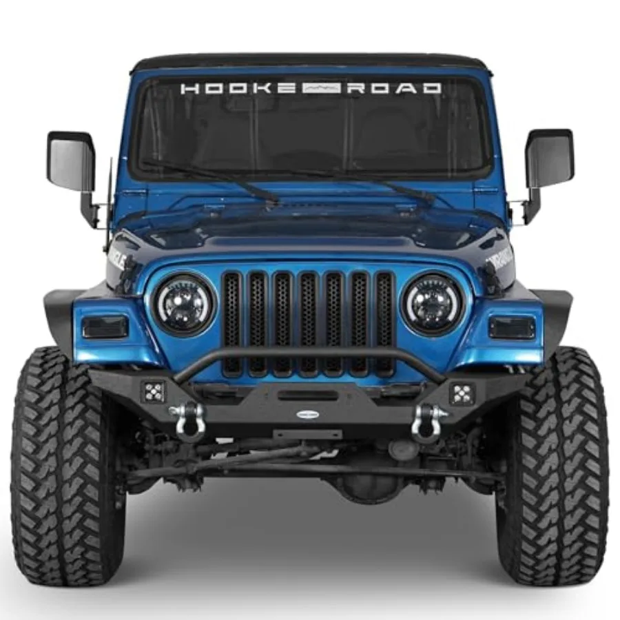 المصد الأمامي متوسط العرض للطرق الوعرة مع لوحة ونش وأضواء LED مدمجة 2 × 25 وات مصممة لتعزيز المتانة والمرئية