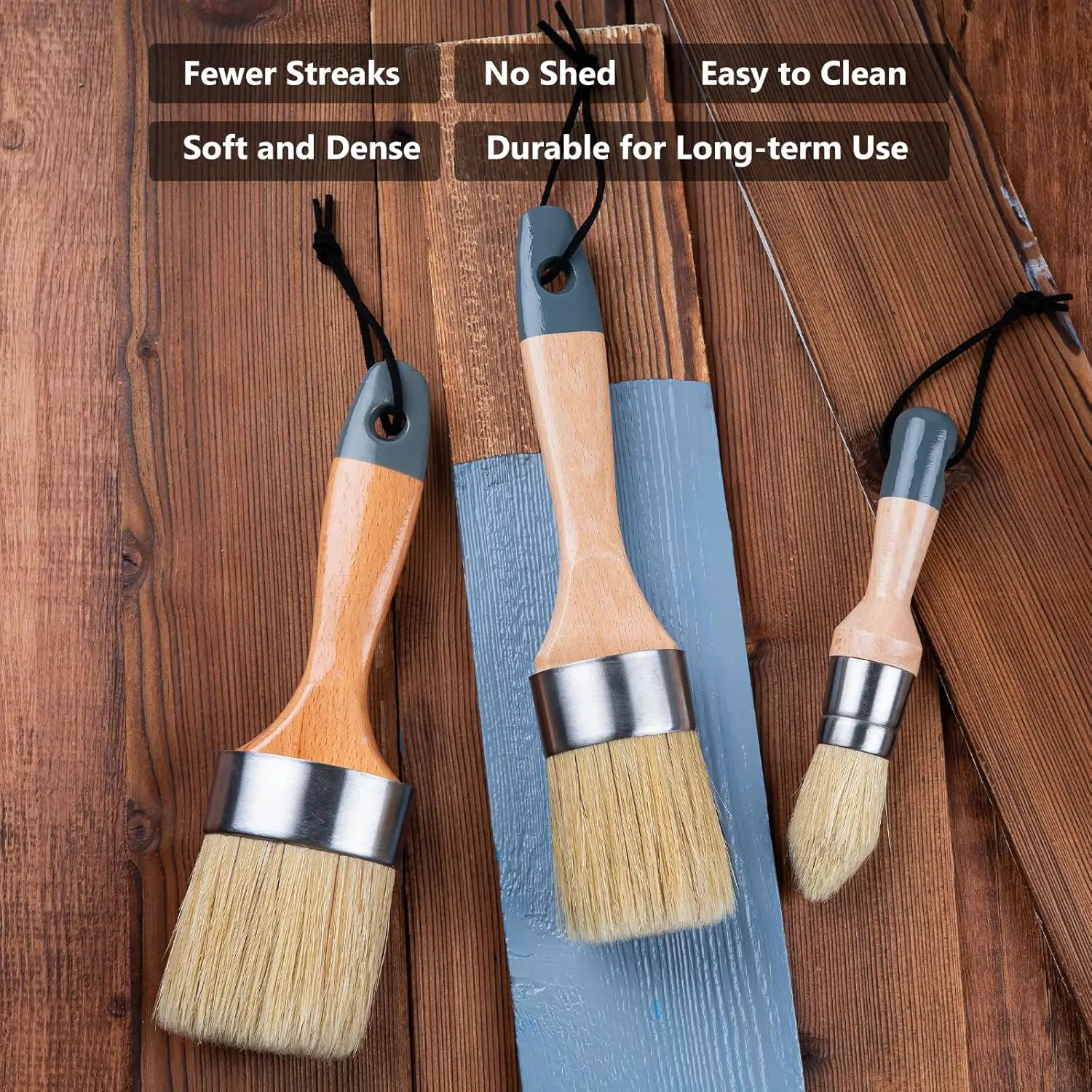 Chalk Paint Brush Wax Paint Brush Set 3 Pack Paint Brushes Use with All Paints Natural Bristle Brushes for Painting Art Crafts