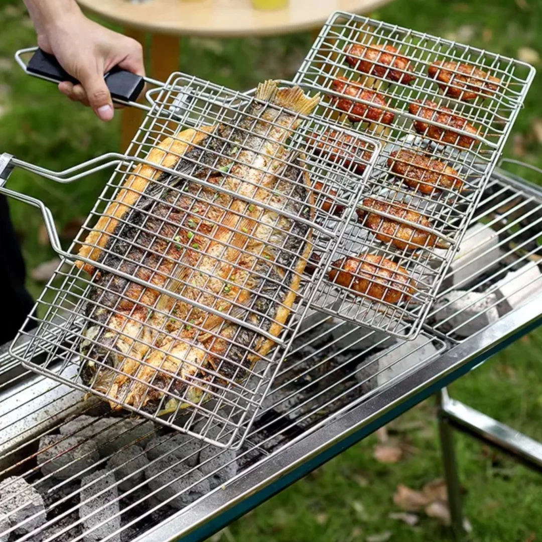 Grillnetz-Clip, langlebig, sicher und ungiftig, Grillnetz-Clip für Gemüse und Fleisch mit abnehmbarem Griff – Detail 1