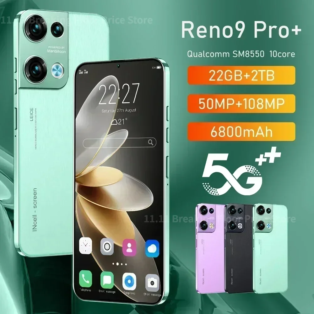 Reno 9 Pro Smartphone Android13 22GB+2TB 6800mAh 4G 5G Cellphone 50MP+108MP Camera 7.3 inch Mobile Phone 10 Core Super Telephone