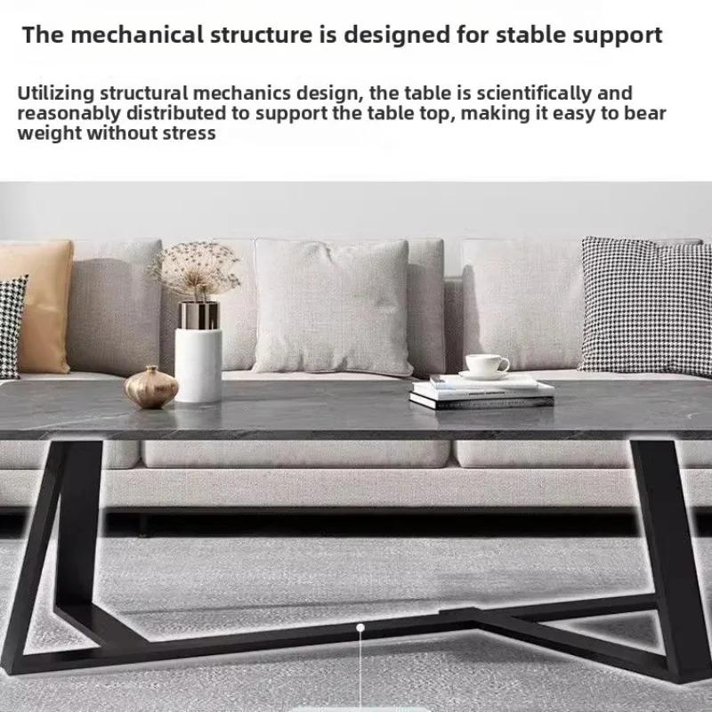 Light luxury coffee table, modern marble pattern low table, rectangular small table next to the sofa in the living room