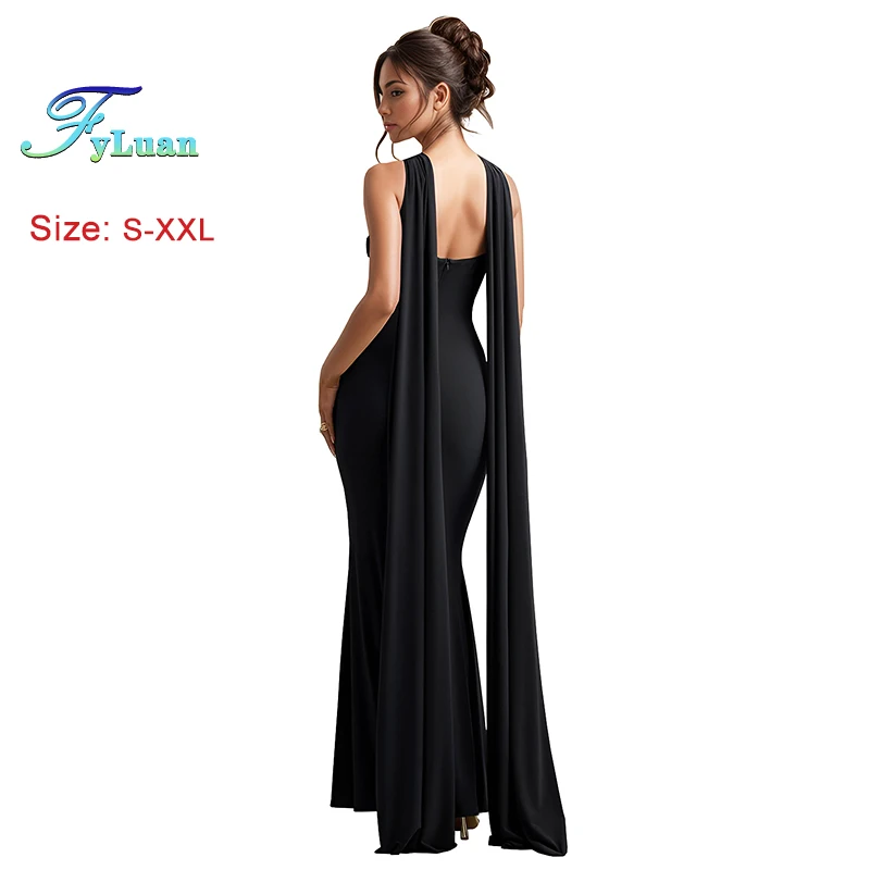 Chic Solide Satin Halter Maxi Kleid Frauen Schräge Schulter Spitze Up Backless Seidige Satin Temperament Halter Frau Fischschwanz Kleid