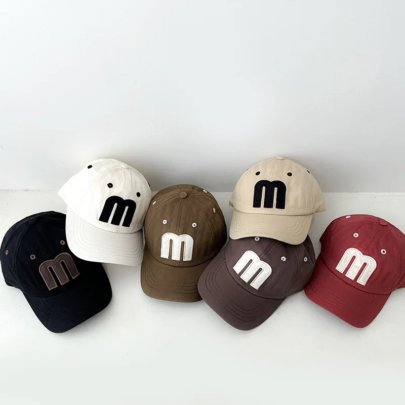 Spring Autumn Korean Baby Boys Baseball Cap Versatile M Letter Vintage Infant Boys Hat Sunscreen Casual Toddler Boys Caps