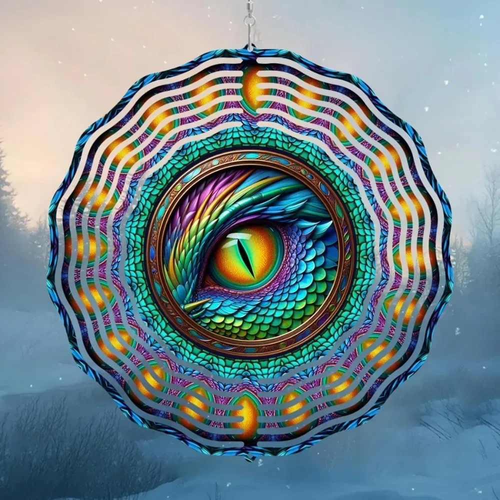 

3D Dragon Eye Kinetic Wind Spinner - 360° Rotating Metal Art | Vibrant Multicolor Outdoor Decor