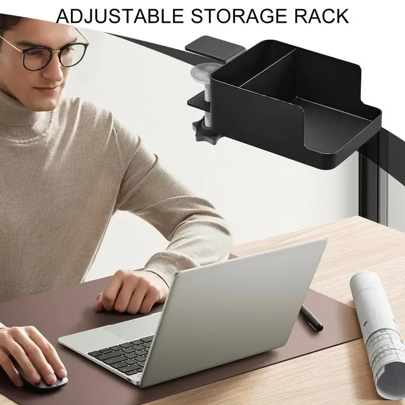 Schreibtisch-Seiten-Aufbewahrungs-Organizer, vertikale Aufbewahrung, Schreibtisch-Halter, Klemme, platzsparend, rutschfest, multifunktional, verstellbar, Organizer-Rack