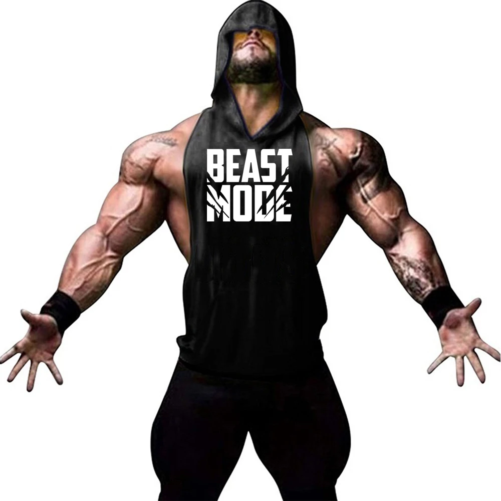 Beast Mode Gym Sleeveless Shirt Workout Tank Top Men Bodybuilding Tight Clothing Fitness Mens Sports Vests Muscle Man Tank Tops