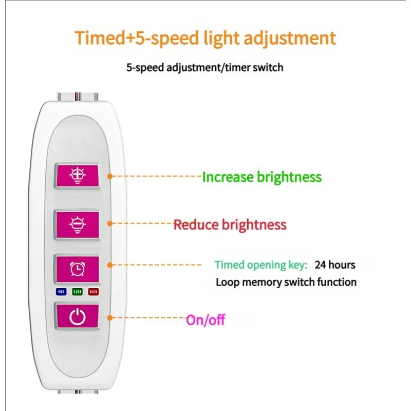 LED Quantum Board USB 5V Plant Grow Light Full Spectrum Indoor Hydroponic Cultivation Lamp with Timer for Succulents Seedlings