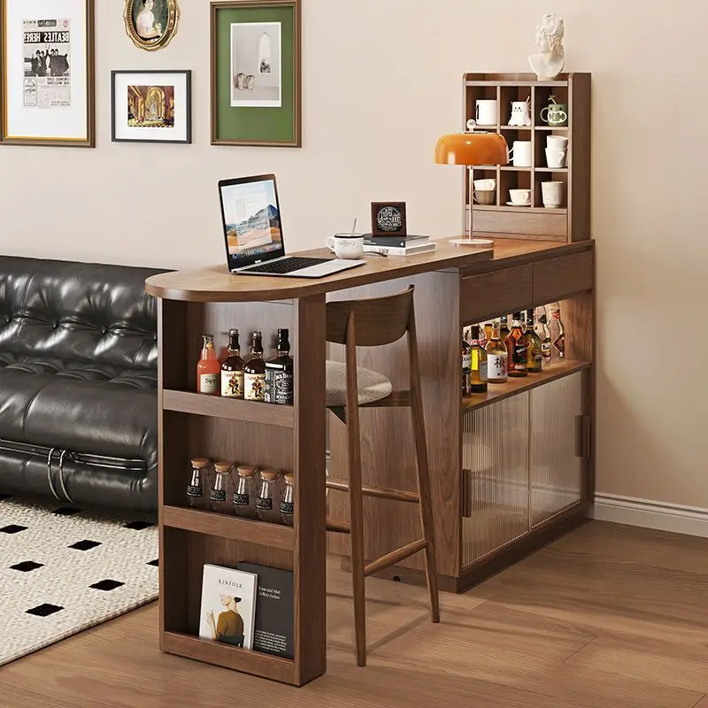 Mesa de bar retrátil retrô americana, divisória de madeira sólida, armário lateral, sala de estar, pequeno, mesa de jantar