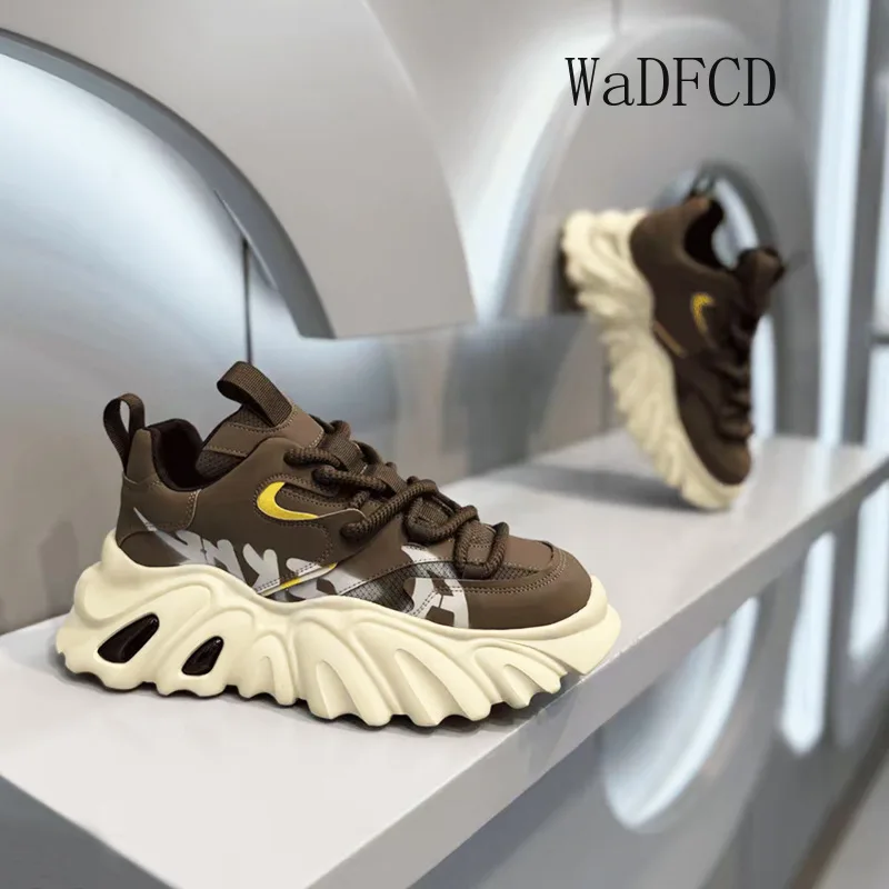 Chunky Sneakers Plus Size 45 Mens Designer Sports Shoes Fashion Casual Microfiber Leather Height Increased Platform Tennis Shoes
