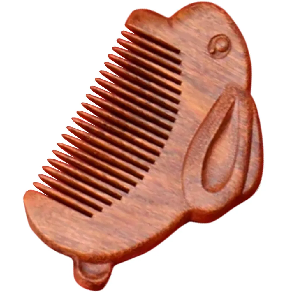 Sandalwood Rabbit Pocket Comb Anti Static Wooden Hair Comb for Women Men Comfortable Grip Massage Hair Grooming Gift