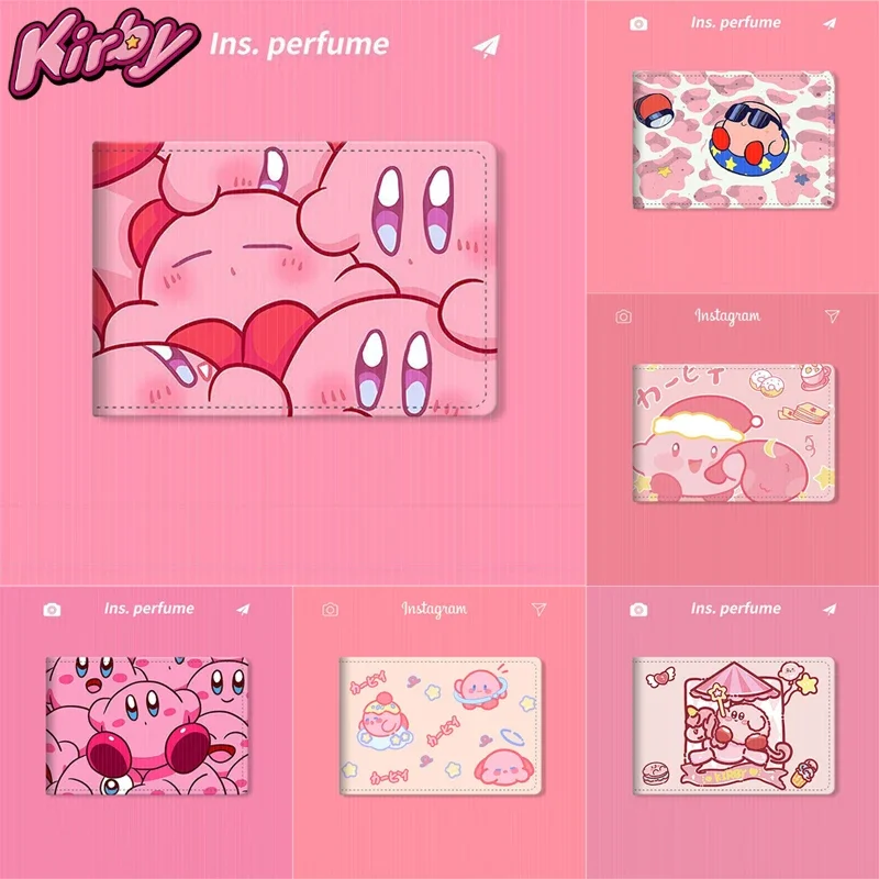 Cartoon Kirby Driver's License Holder for Women ID Card Holders 4-Card Kawaii Access Card Credit Cards Storage Bag ID Card Case