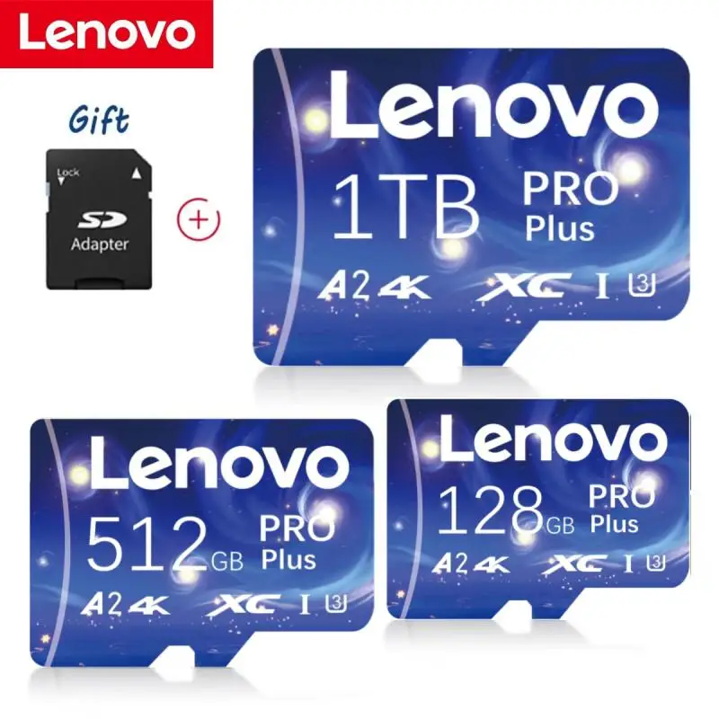 Lenovo-Original UHS-I Cartão de Memória, 2TB, 128GB, Micro TF, SD, TF Flash Card, 256GB, 512GB, 1TB, Câmera, Telefone, Drone