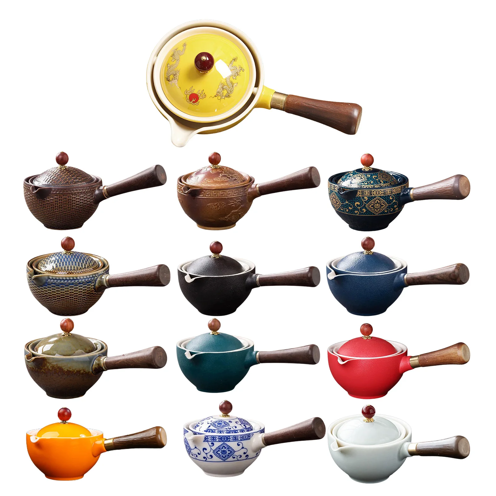 กาน้ำชาเซรามิคจีน Gongfu ชาหม้อ360หมุนถ้วยชงชา Infuser แบบพกพา160Ml ชาจีน Gongfu อุปกรณ์