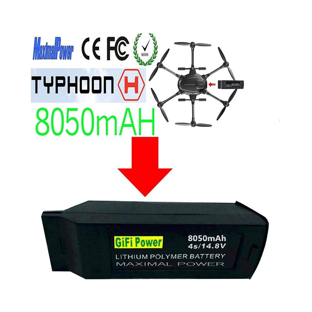 Imagem -02 - Bateria de Grande Capacidade 14.8v 4s Atualizado Substituição Drone Bateria Lipo Bateria para Yuneec Tufão H480 Novo 8050mah