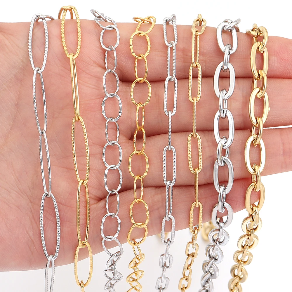 1 متر/وحدة الفولاذ المقاوم للصدأ الكوبية سلاسل للرجال النساء قلادة سوار DIY بها بنفسك الشرير نمط مجوهرات سلاسل الملابس الديكور سلاسل #2
