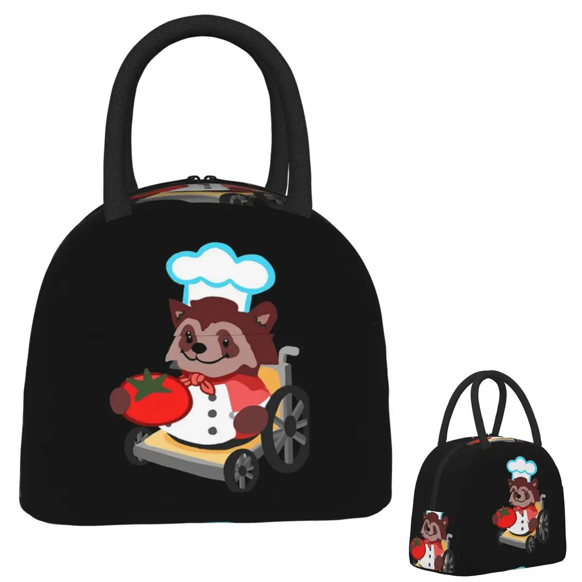 

Cute Overcooked Wheelchair Raccoon Chef Gift Lunch Bags Insulated Bento Box Portable Lunch Tote Leakproof Picnic Bag Thermal Bag