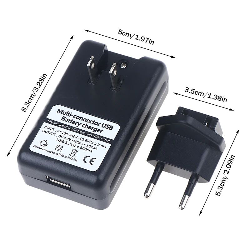 شاحن بطارية متنقل عالمي - شاحن هاتف محمول ليثيوم أيون بمنفذ USB مع قابس الاتحاد الأوروبي/الولايات المتحدة