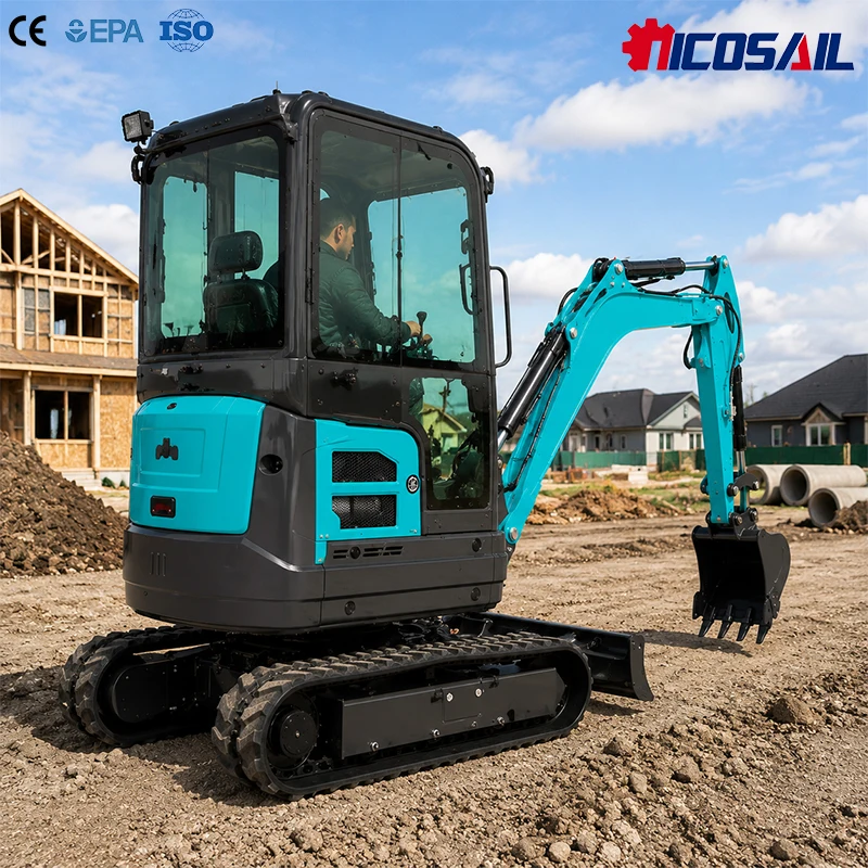 OKW20U Mini Excavator with Cab 2 Ton Compact Crawler Excavator Pilot Control for Landscaping Construction CE Certified