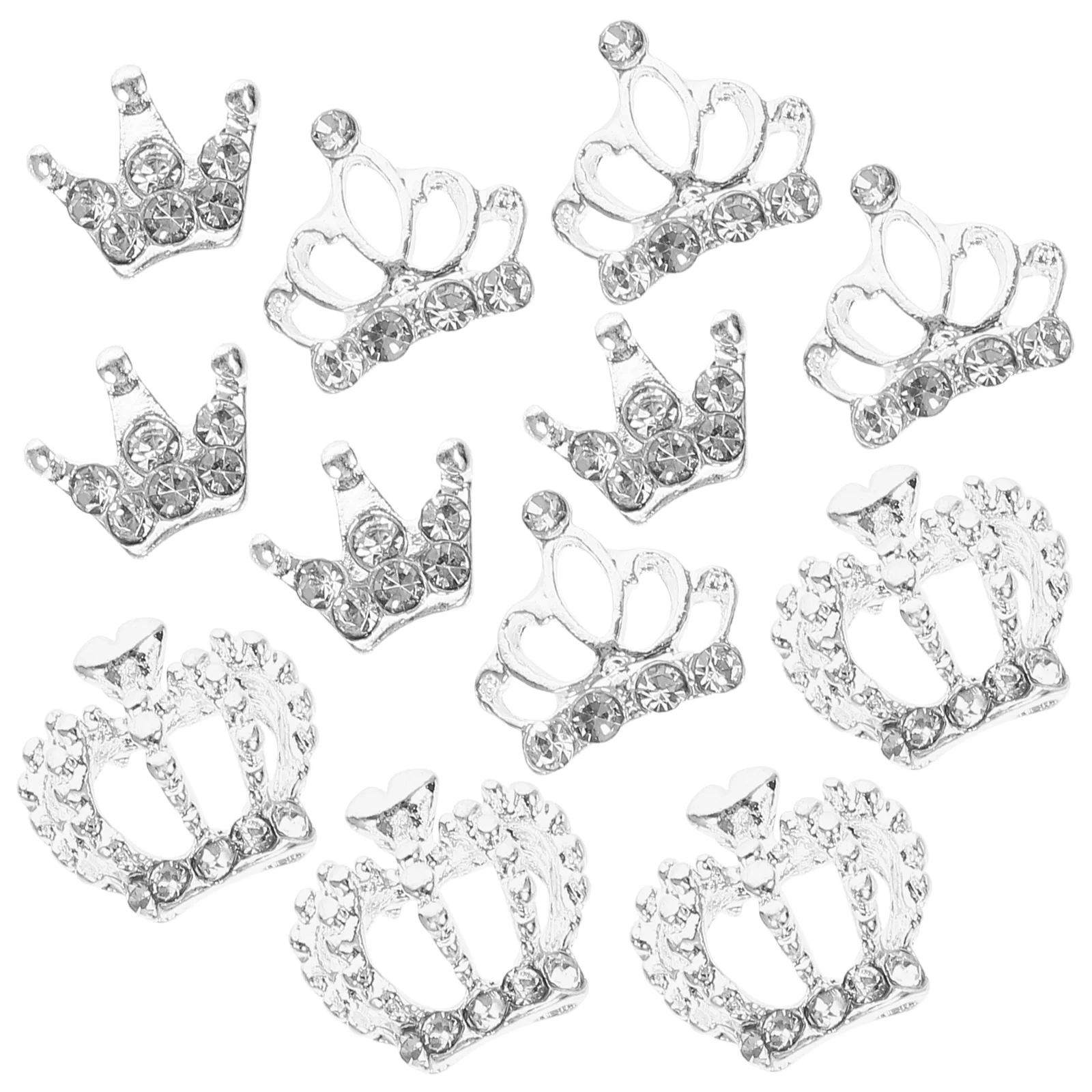 

12Pcs 3D Crown Rhinestones Nail Studs Manicure Ornaments Diy Decoration Supplies