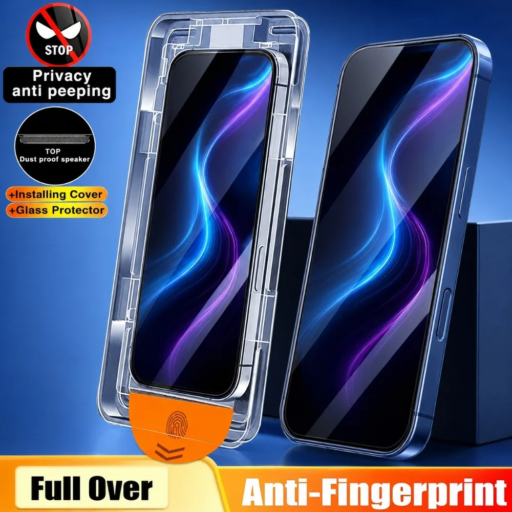 2er-Pack Anti-Spionage Displayschutzfolie für iPhone 17 16 14 15 Pro Max Air 17e 12 11 13 Pro 15 14 Plus – Einfache Ein-Klick-Installation aus Glas
