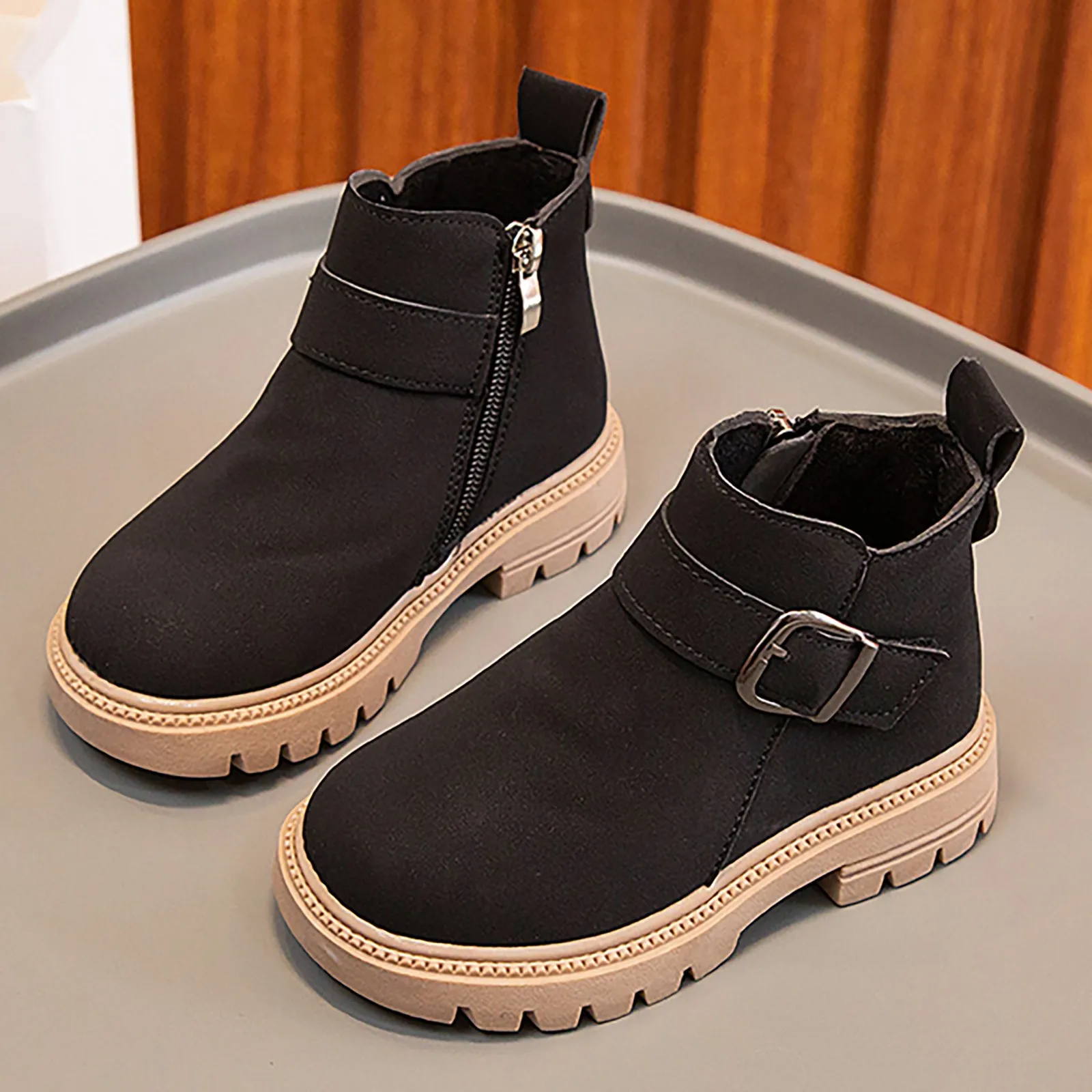 Winter Children Fashion Non-slip Casual Boots New Autumn Girls Ankle Boots Kids School Shoe PU Leather Boys Warm Shoes