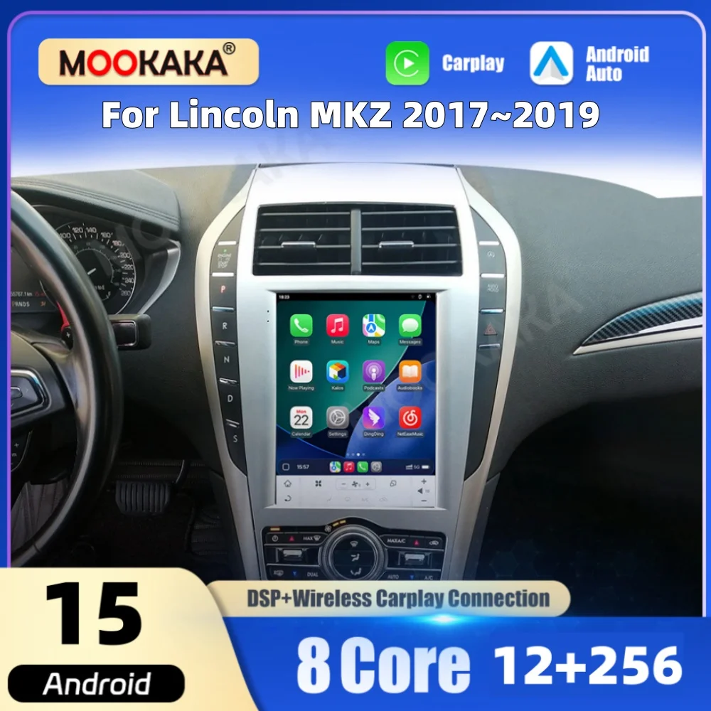 10.4 Inch Android 13 Car Stereo For Lincoln MKZ 2017-2019 IPS Touch Screen GPS Navigation Wireless CarPlay DSP 4G WiFi OEM Fit