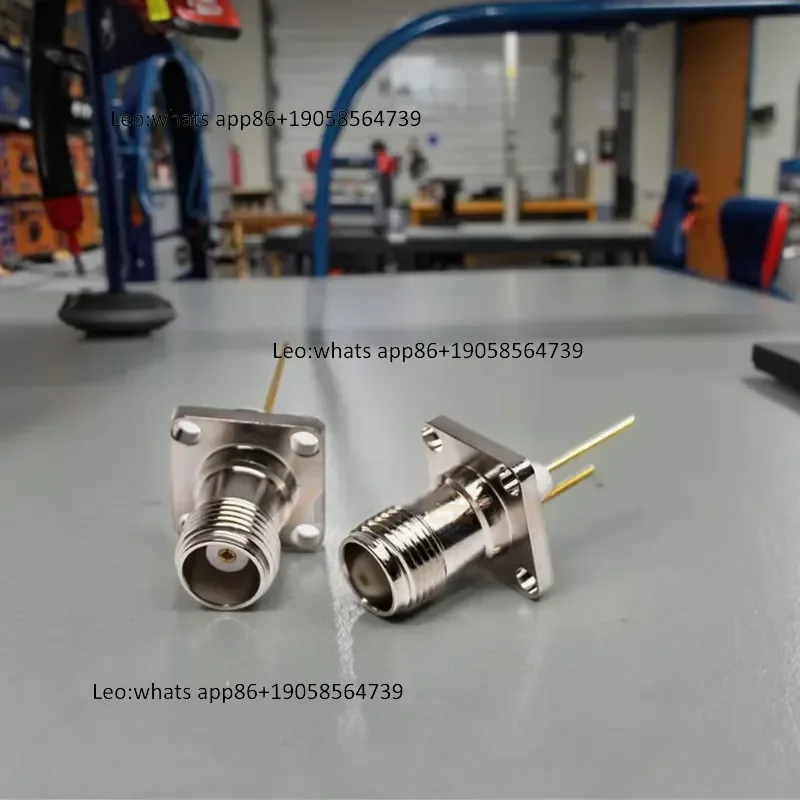 TNC Female Connector Solder Type with 4-Hole Flange Mount Brass Contact Material Stainless Steel Housing for PCB