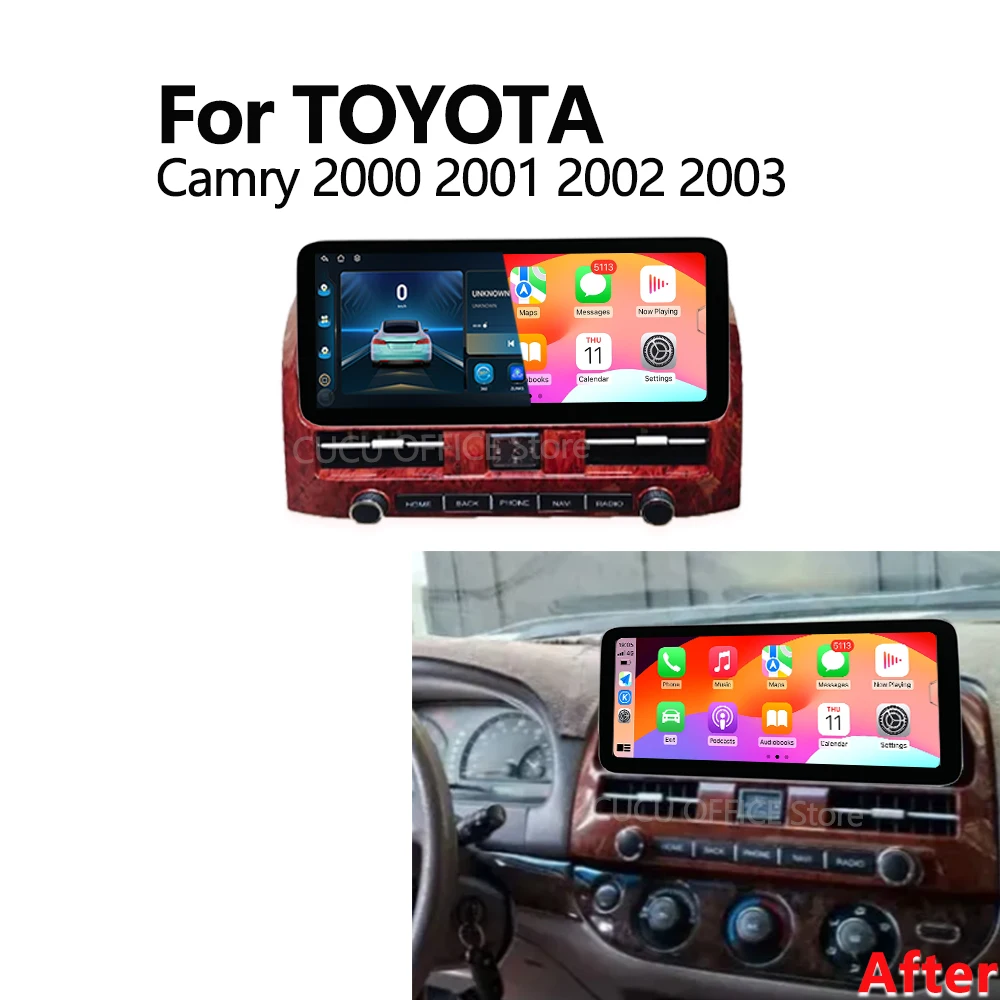 راديو السيارة لتويوتا كامري 2000 2001 2002 2003 الملاحة لتحديد المواقع اللاسلكية Carplay بلوتوث واي فاي أندرويد السيارات 2400*900P أدوات BT 4G