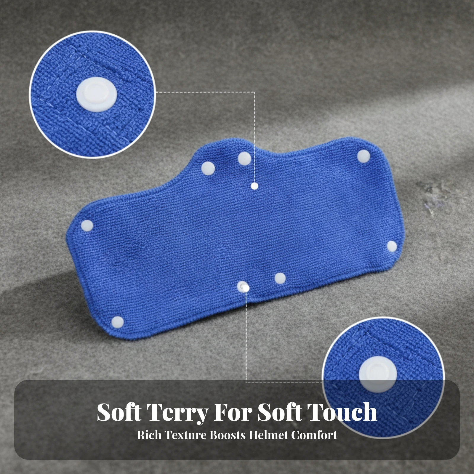 6 Pieces Blue Helmet Sweatband Washable Curved Headgear Moisture Absorbing Snap-Fastening Hard Hat Liner Terry-Cloth Helmet