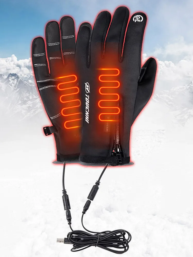 AliExpress NONE USB Touch Screen Gloves Heated Motorcycle Gloves Heating Thermal Gloves for Cycling Running Driving Hiking Walking for Women Men