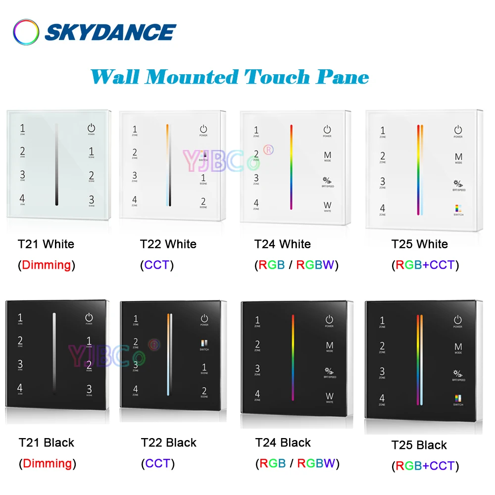 Imagem -02 - Parede Montado Vidro Touch Panel Única Cor Led Controlador 3v Cct Zona Interruptor Dimmer Rgb Rgbw Rgbcct 86 tipo