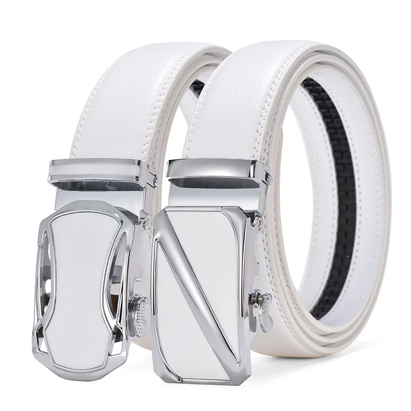 Men Genuine Leather Belts Metal Automatic Buckle Luxury Brand High Quality Belts for Men Famous Business Male Waistband 3.5cm