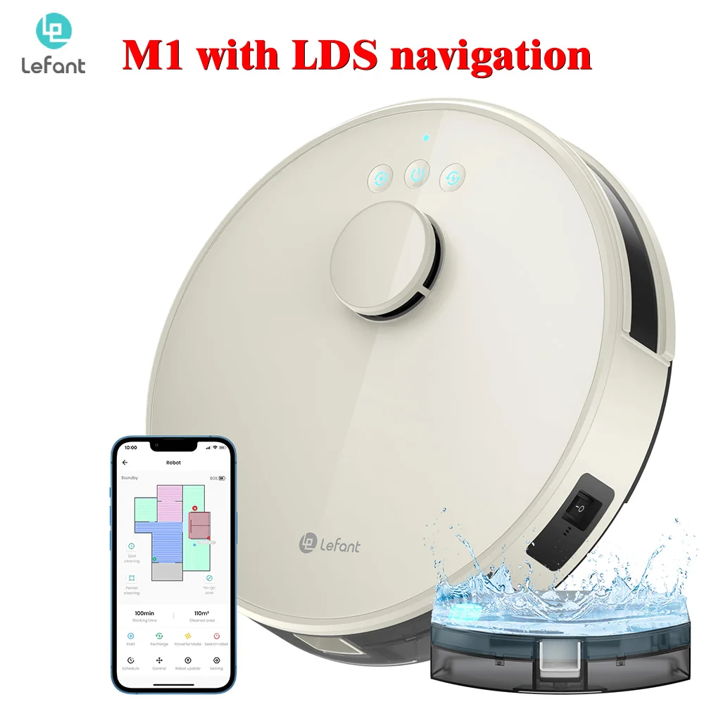 

Lefant Robot Vacuum Cleaner LDS Laser System Multiple Maps Zone Clean Restricted Area Setting Sweep Mop APP Control for Home