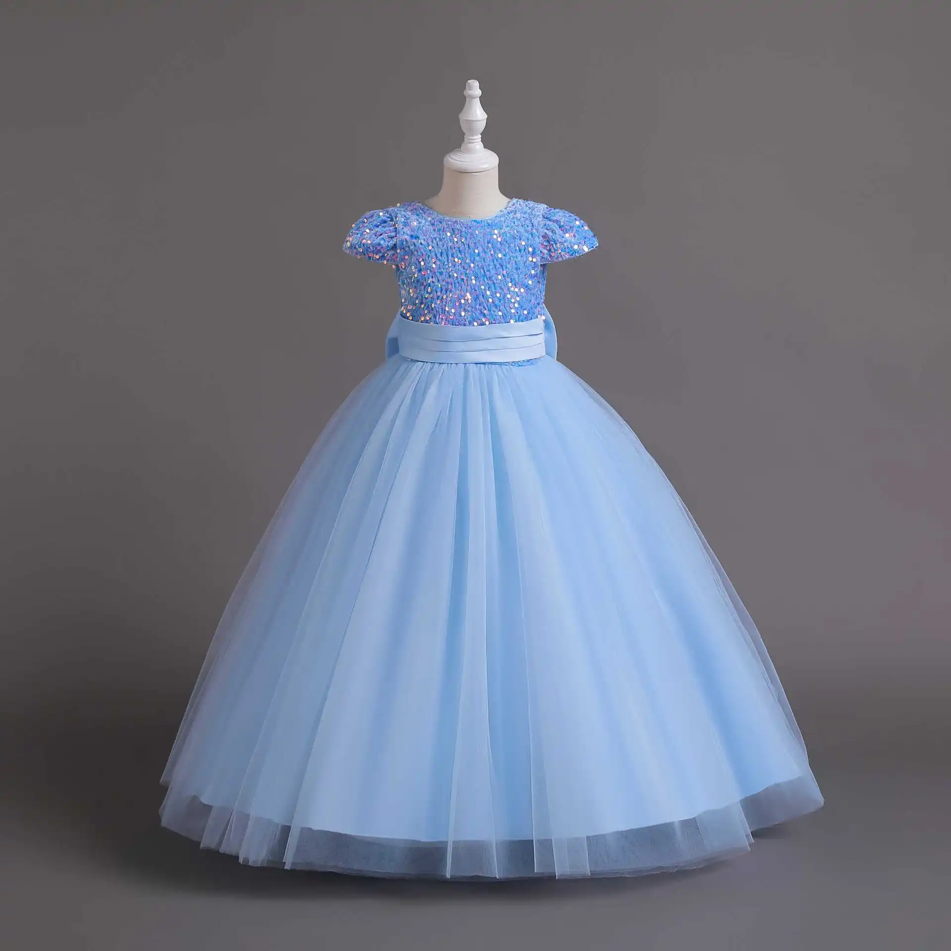 HETISO Kids Christmas Evening Dresses Girls Sequined Lace Elegant Wedding Dress Long Robe Children Clothing Princess Formal Gown