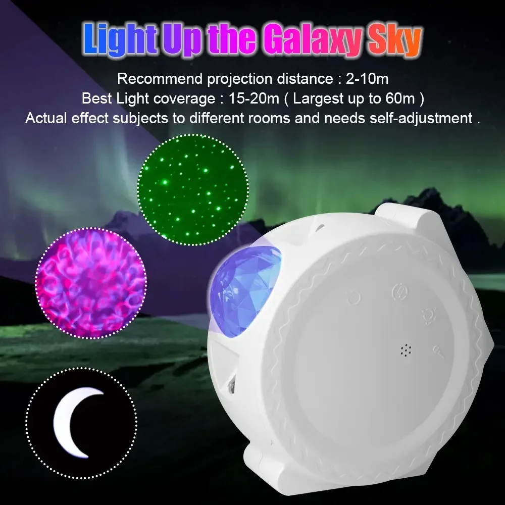 Smart Starry Sky Projector Galaxy Projector 3in1 Night Light Ocean Voice Music Control LED Lamp For Kid Gift Smart Life