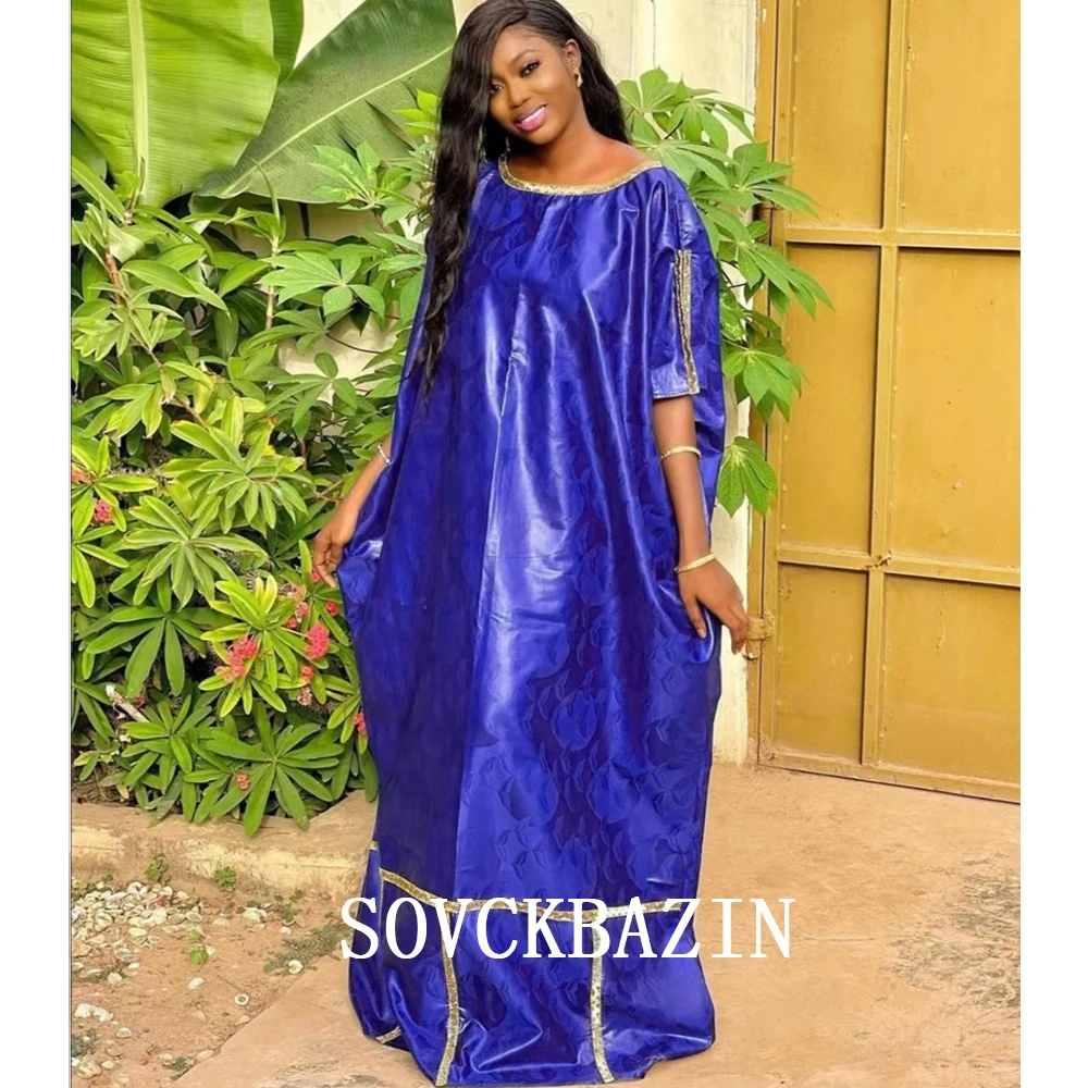 2023 Newest Nigerian Mali Bazin Riche Dress African For Women Big Size Robe Dashiki Clothes Tradition Basin Wedding Party Gown