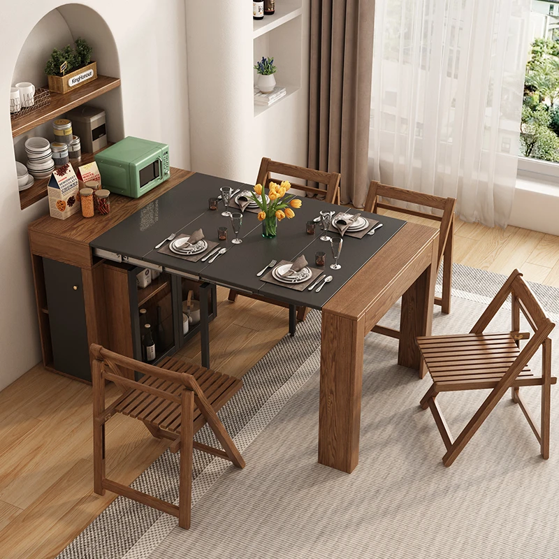 

Home Fashion Extensible Table Wooden Storage Design MDF Table with Chair Console Corner Living Room Dining Table Set