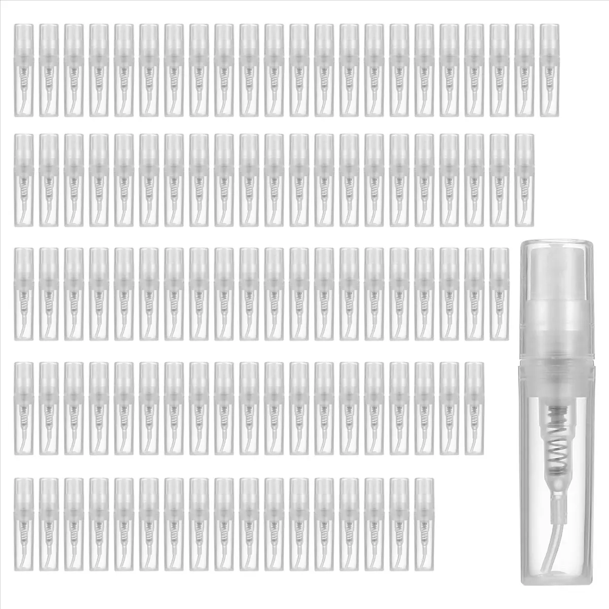 PREMIUM QUALITY Mini Transparent 2 ML Plastic Bottle Perfume Empty Sample Bottle Suitable for Travel Party 90Pcs WISH