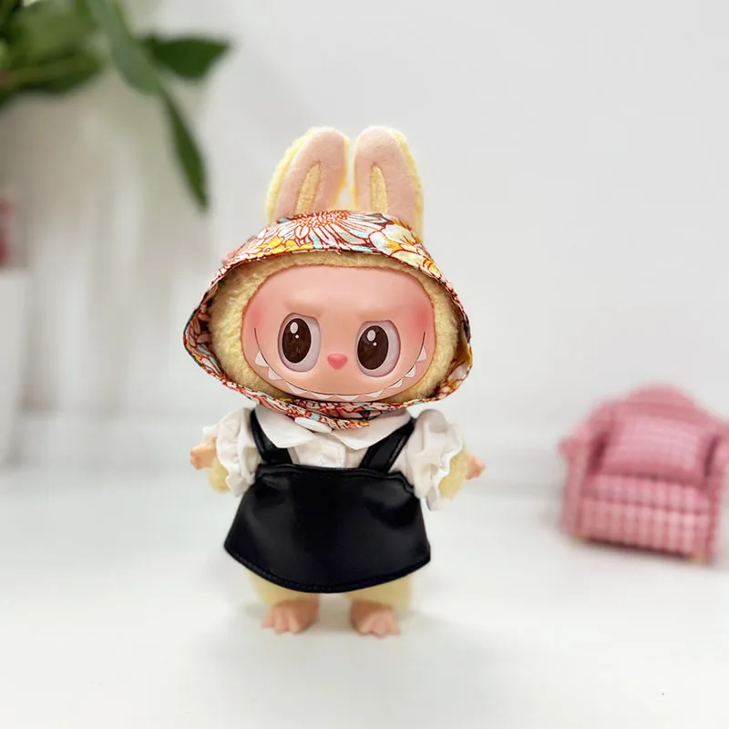 

Одежда для кукол LABUBU 15/17 см, модный модный комбинезон, кожаная юбка с шарфом с цветочным принтом, комплект обуви принцессы