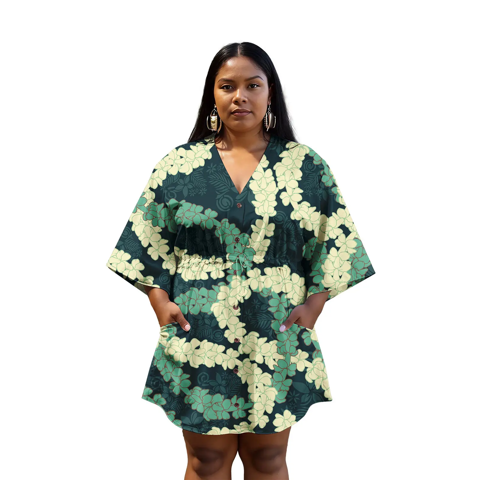Robe à manches courtes pour femmes, tendance, luxe, motif Tapa polynésien, haute qualité, robes de soirée pour dames