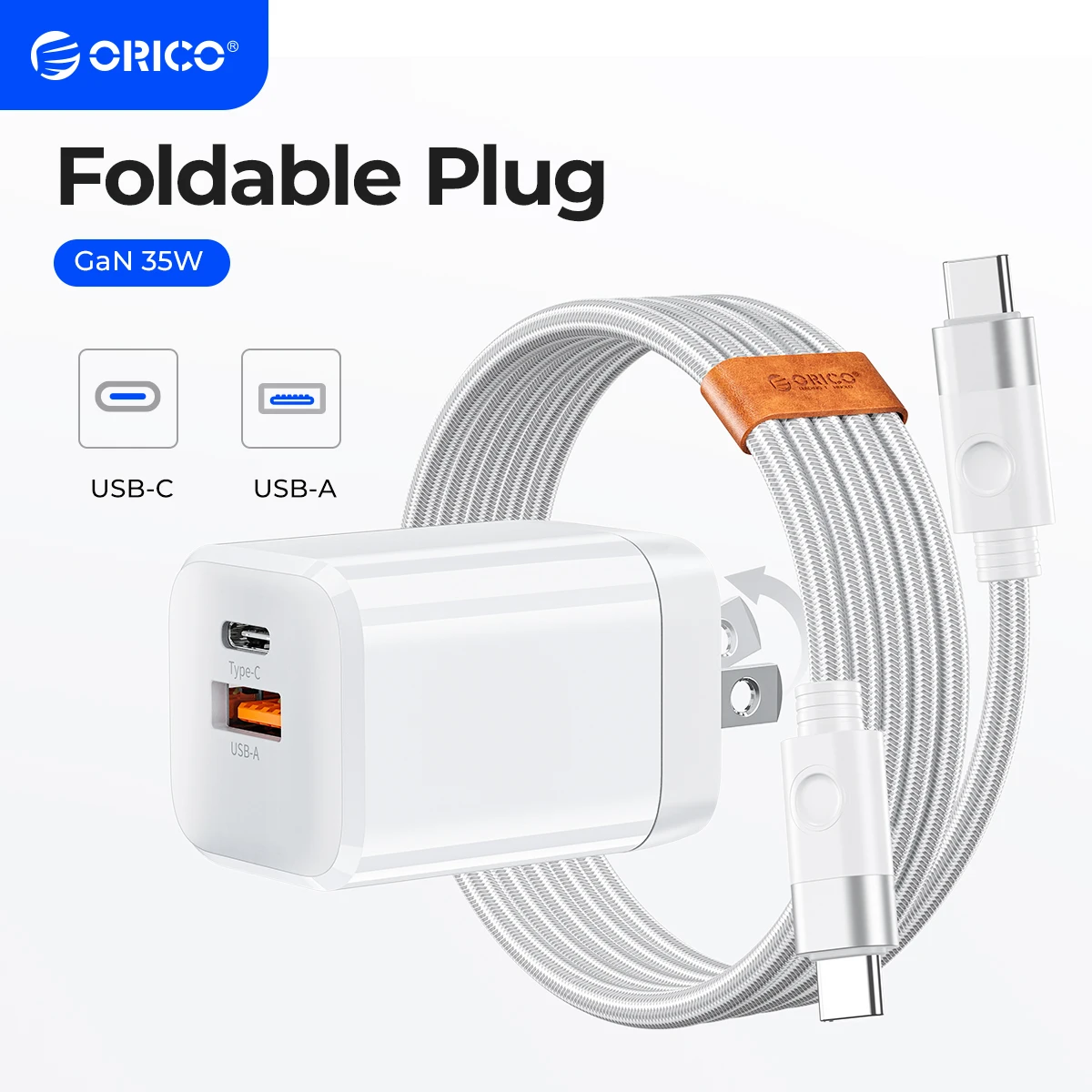 ORICO-fast charger with dual USB ports, mobile phone adapter, for iPhone, Samsung, Xiaomi, Huawei, 35W