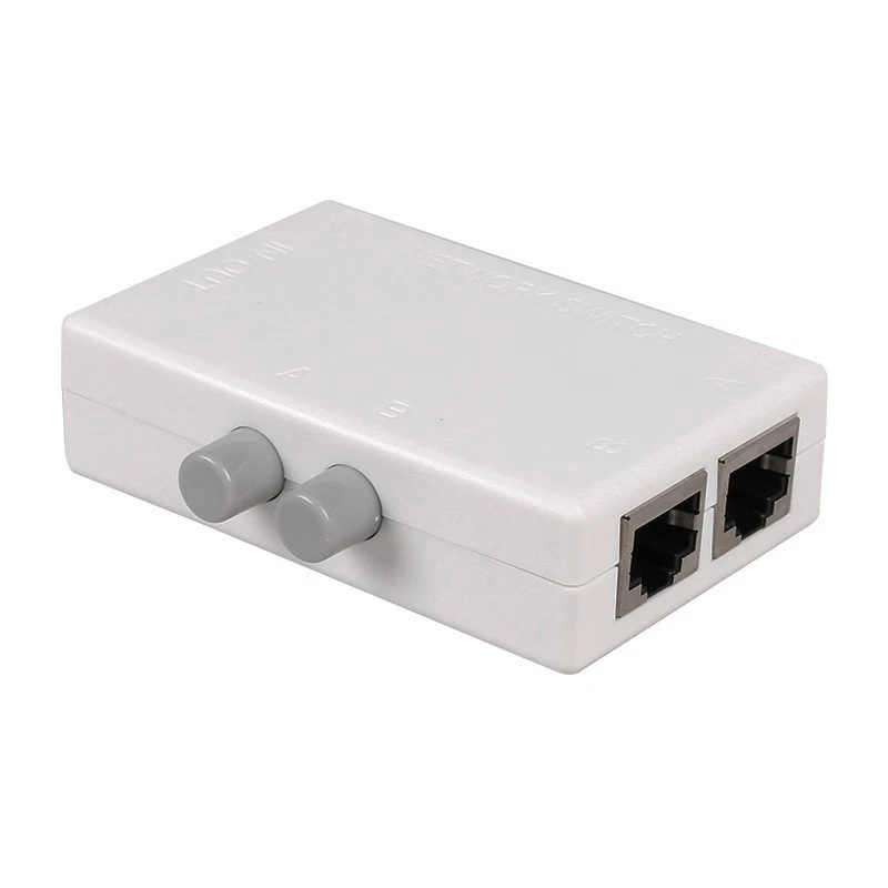 البلاستيك RJ45 شبكة التبديل 2 ميناء LAN إيثرنت صندوق الشبكة الجلاد RJ45 الفاصل دليل تقاسم التبديل محول