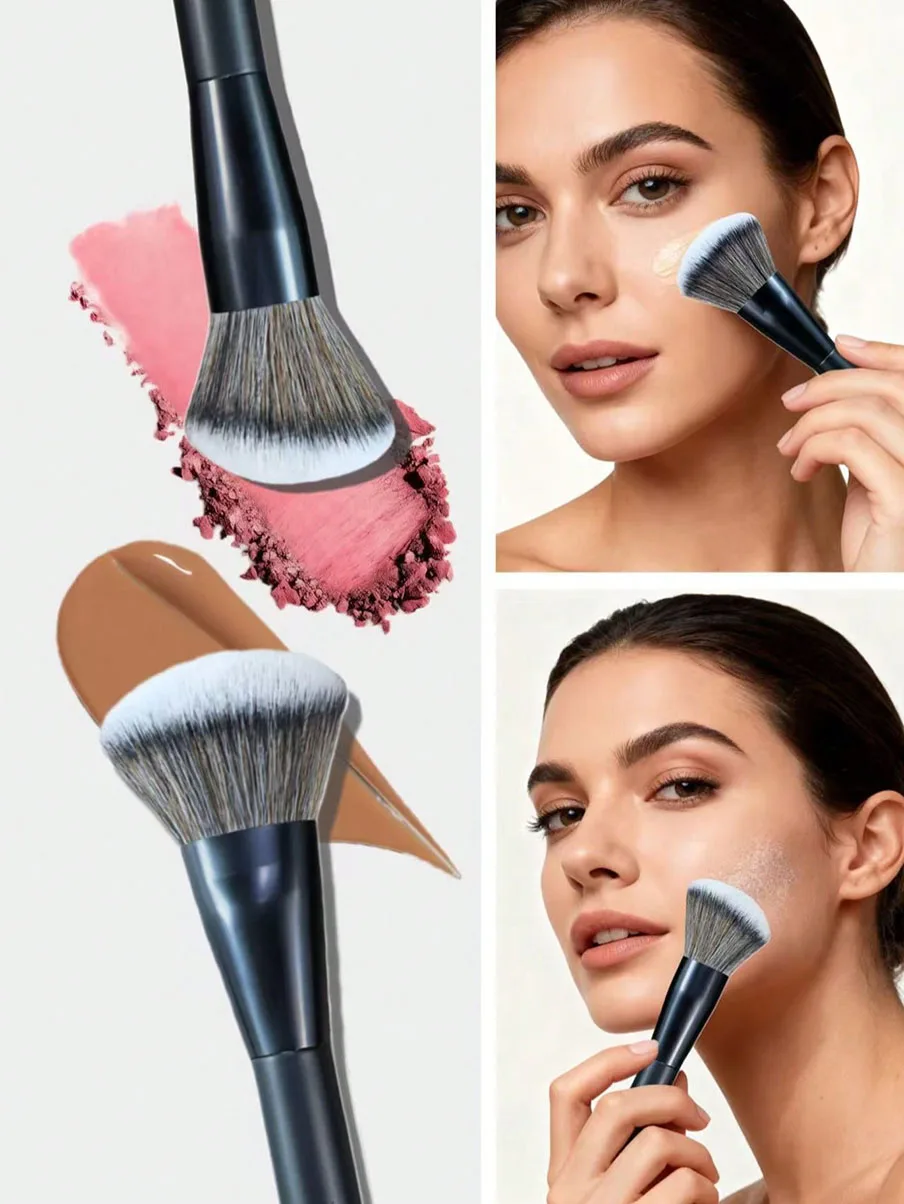 Ensemble de 5 pinceaux de maquillage pour le visage : pinceau à fond de teint, pinceau à poudre, pinceau à blush, pinceau à anticernes, pinceau à contour, pinceau estompeur. Pinceaux de maquillage haut de gamme avec manches enduits d'huile pour une prise en main confortable. Outils de maquillage de qualité professionnelle avec des poils denses et doux. Pinceaux de maquillage portables, indispensables pour les voyages, la maison et l'utilisation quotidienne. Outils de beauté pour femmes 2
