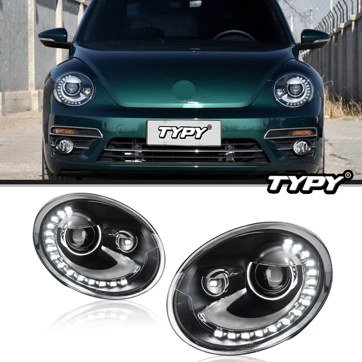 

TYPY Car Headlights For VW Beetle 2013-2018 LED Car Lamps Daytime Running Lights Dynamic Plug And Play Car Accessories