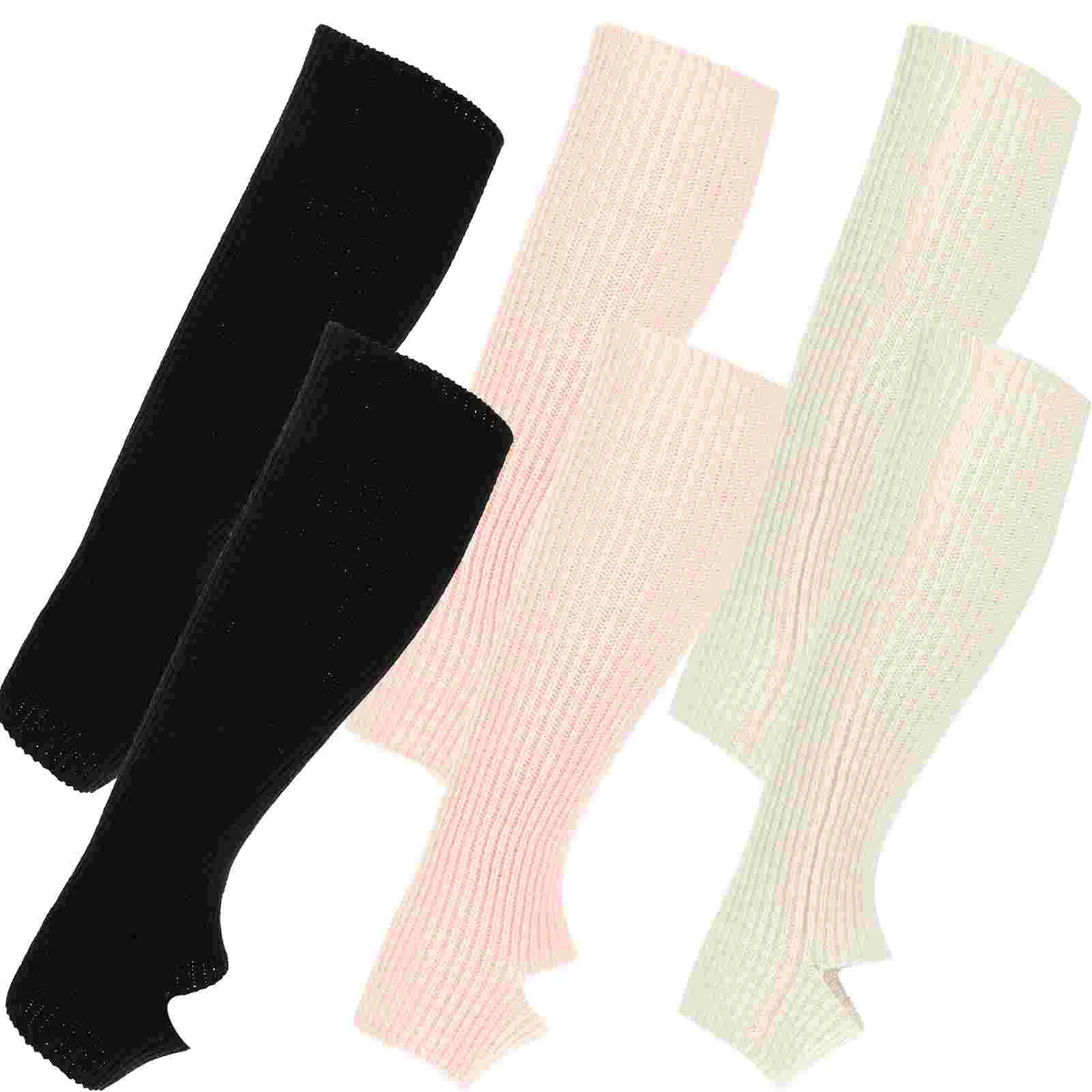 

3 Pairs Latin Dance Leg Warmers Long Socks for Women Protection Ballet Acrylic Cover Fitness Knitted