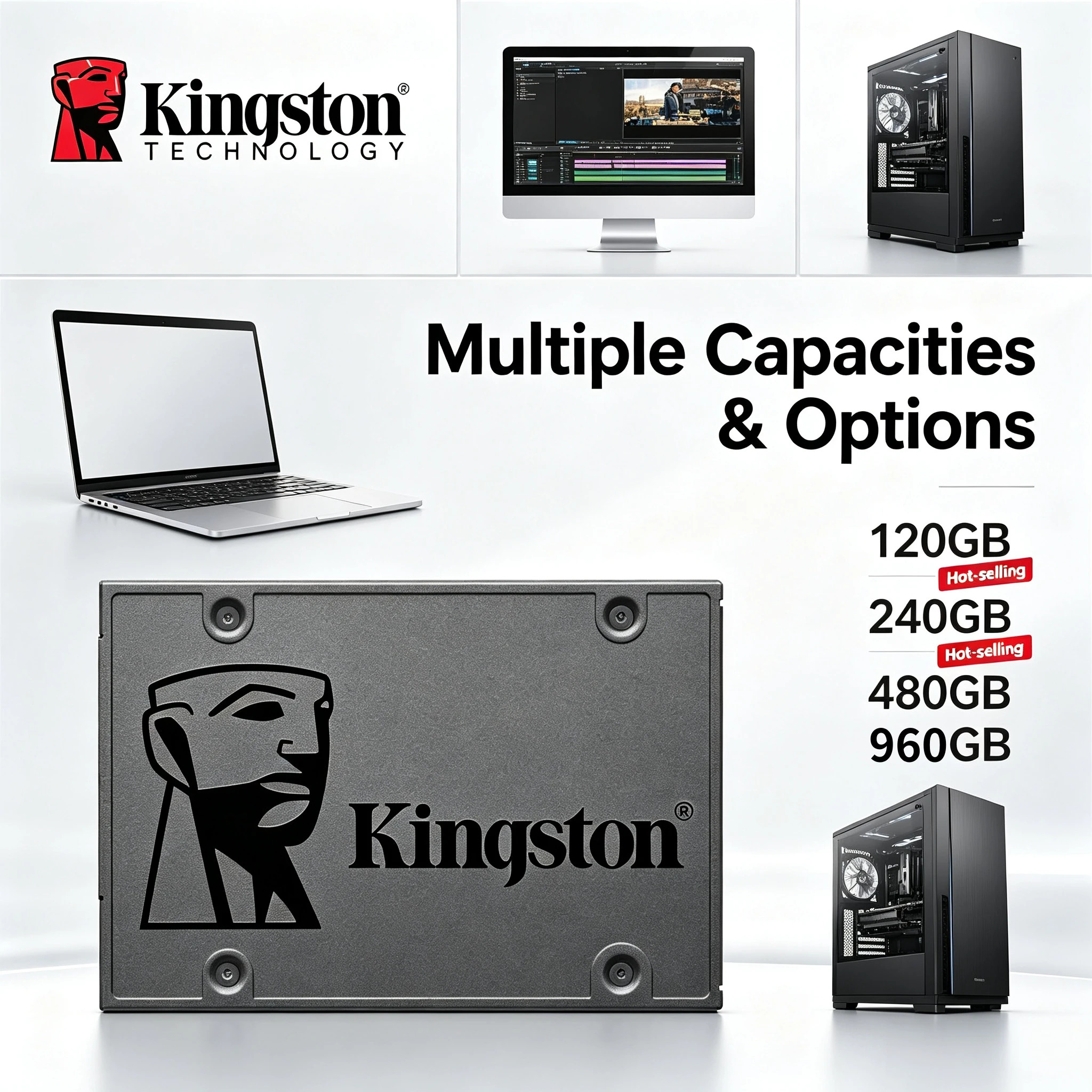 Kingston A400 25 Inch SSD SATA III Internal 120GB 240GB 480GB 960GB Solid State Drive HDD Replacement for Desktops PC Laptops