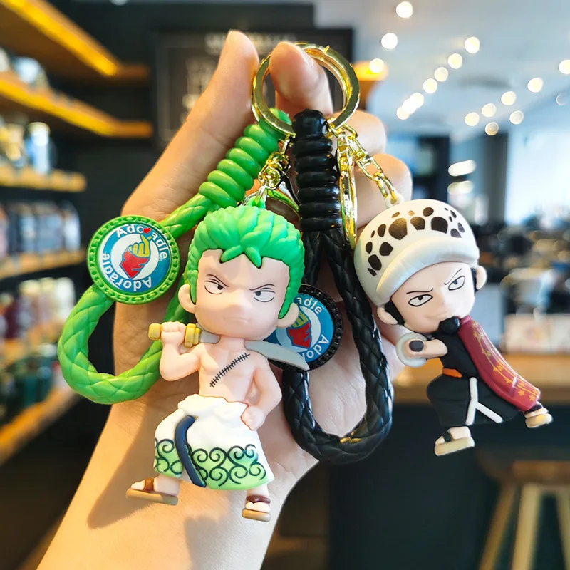 MINISO nuevo personaje de dibujos animados lindo y fresco Luffy Ace llavero pareja mochila coche llave colgante decoración de fiesta regalo para niños