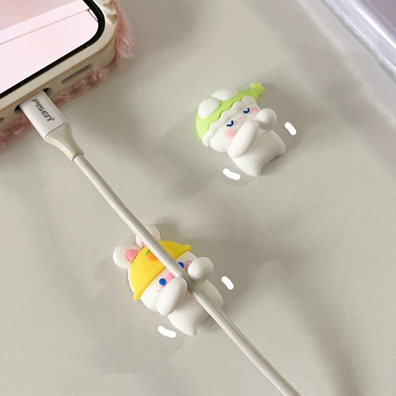 2pcs Kawaii Cartoon Cable Organizer Cute Charger Data Line Earphone Cable Winder Desk Organizer Traceless No-punch Adhesive Hook