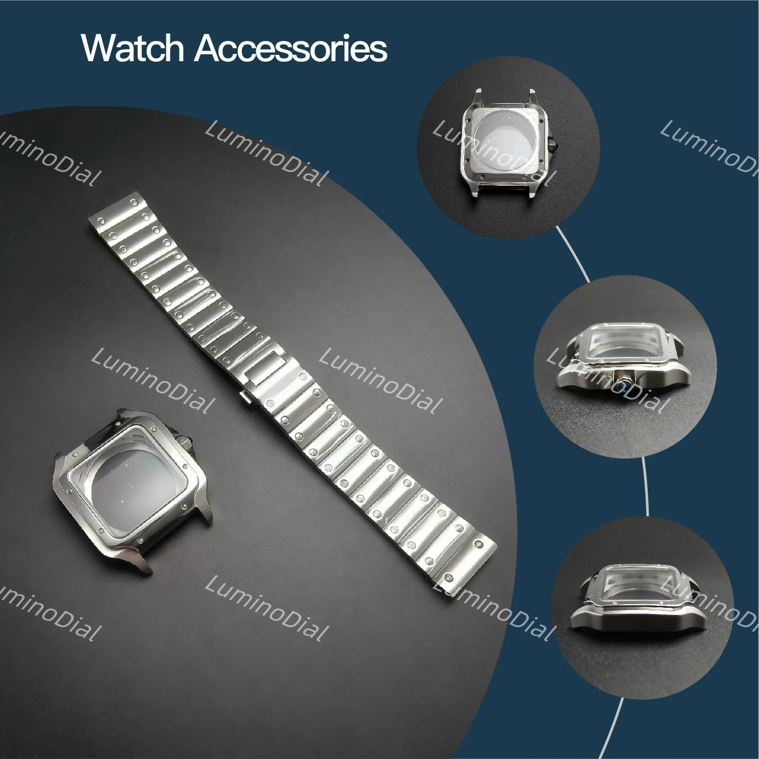 

Square case and bracelet. Men's watches for NH35/NH36 calibre watch modification accessories